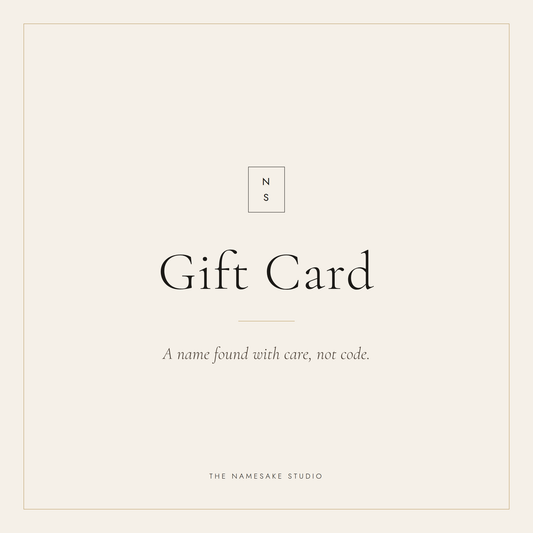 The Namesake Studio gift card.